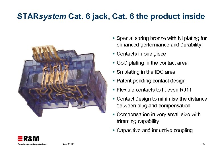 STARsystem Cat. 6 jack, Cat. 6 the product inside Special spring bronze with Ni