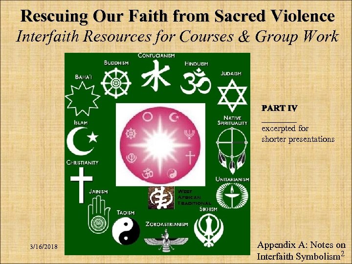 Rescuing Our Faith from Sacred Violence Interfaith Resources for Courses & Group Work ____