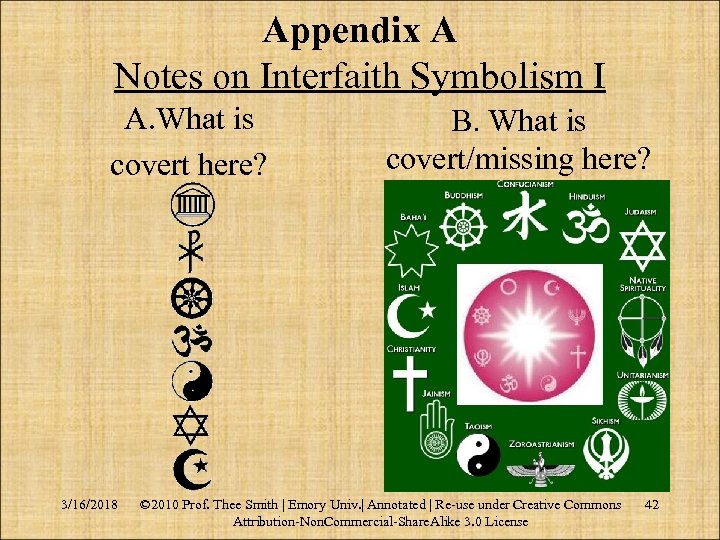 Appendix A Notes on Interfaith Symbolism I A. What is covert here? 3/16/2018 B.