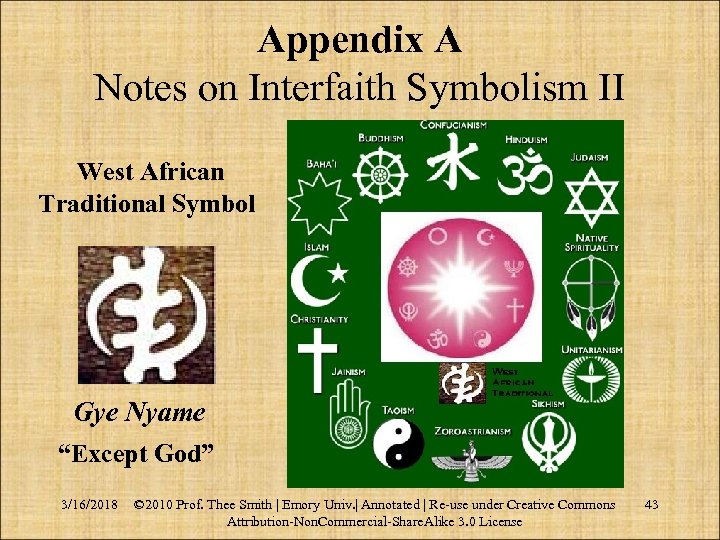Appendix A Notes on Interfaith Symbolism II West African Traditional Symbol Gye Nyame “Except