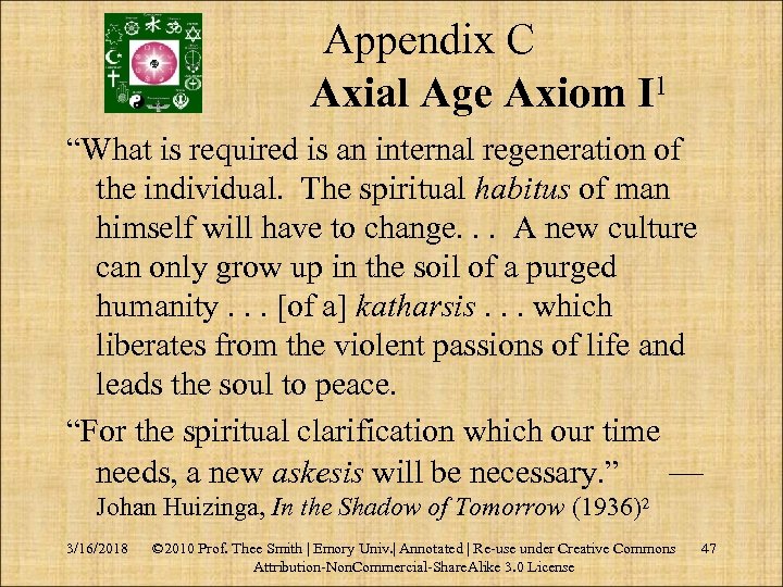  Appendix C Axial Age Axiom I 1 “What is required is an internal