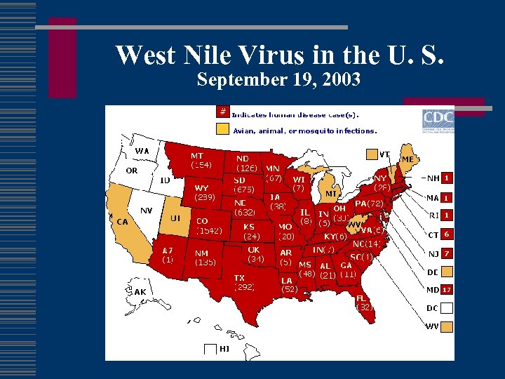 West Nile Virus in the U. S. September 19, 2003 