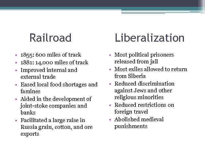 Railroad • 1855: 600 miles of track • 1881: 14, 000 miles of track