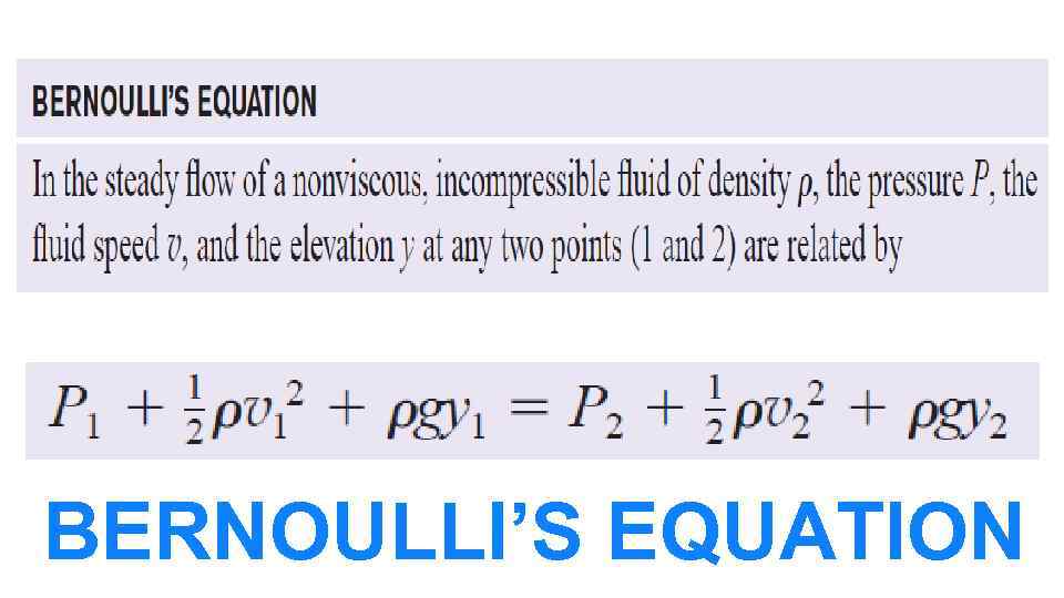 BERNOULLI’S EQUATION 