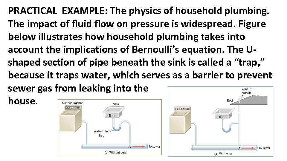 PRACTICAL EXAMPLE: The physics of household plumbing. The impact of ﬂuid ﬂow on pressure