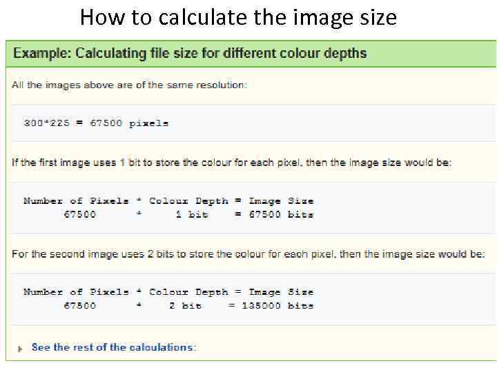 How to calculate the image size 