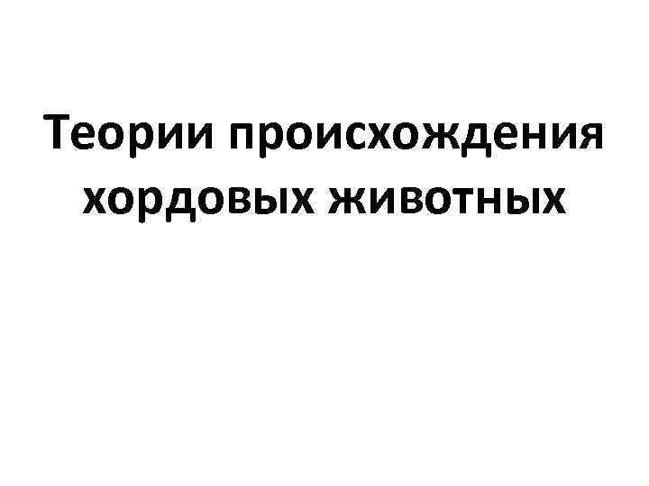 Теории происхождения хордовых животных 