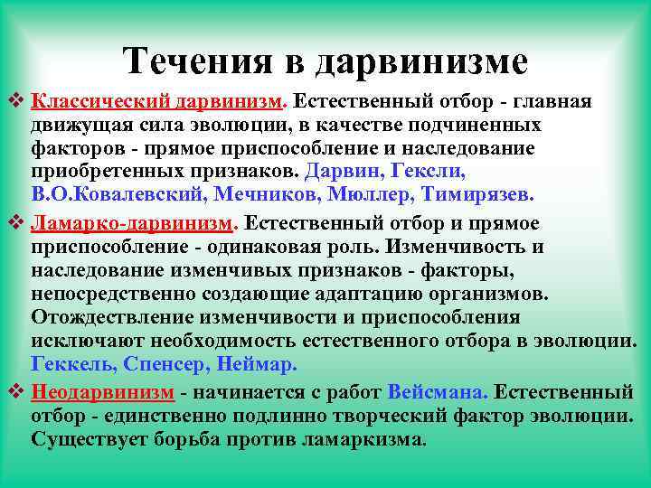 Суть дарвинизма. Классический дарвинизм. Три течения дарвинизма. Движущие силы эволюции естественный отбор. Главные движущие силы эволюции дарвинизм.