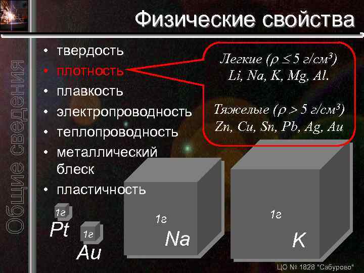 Физические свойства • • • твердость плотность плавкость электропроводность теплопроводность металлический блеск • пластичность