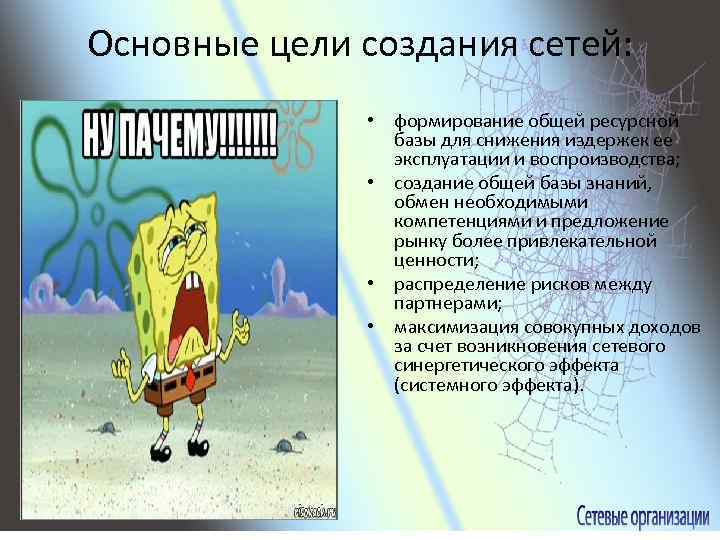 Основные цели создания сетей: • формирование общей ресурсной базы для снижения издержек ее эксплуатации
