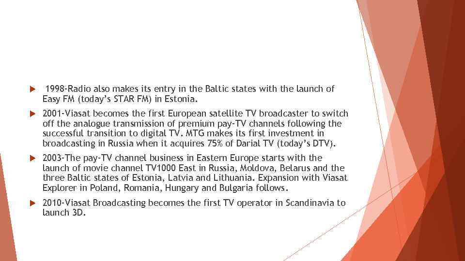  1998 -Radio also makes its entry in the Baltic states with the launch