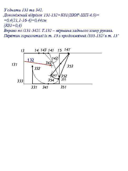 З’єднати 131 та 342. Допоміжний відрізок 131 -132=К 81(ШОР-ШП-4, 0)= =0, 4(21, 1 -16