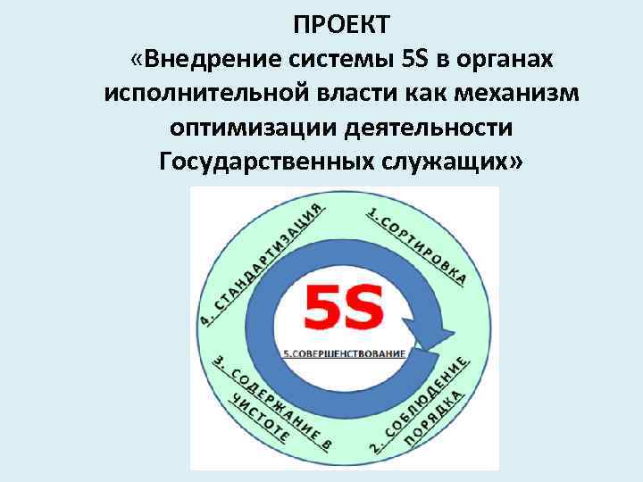 ПРОЕКТ «Внедрение системы 5 S в органах исполнительной власти как механизм оптимизации деятельности Государственных