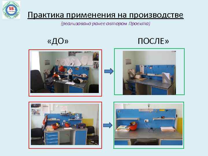 Практика применения на производстве (реализовано ранее автором Проекта) «ДО» ПОСЛЕ» 