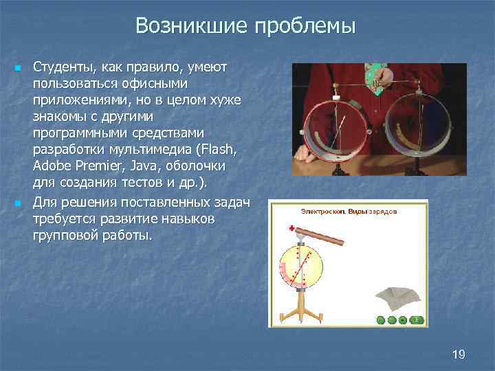 Возникшие проблемы n n Студенты, как правило, умеют пользоваться офисными приложениями, но в целом