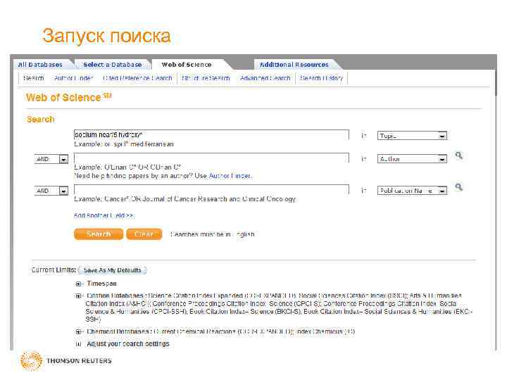 Запуск поиска 