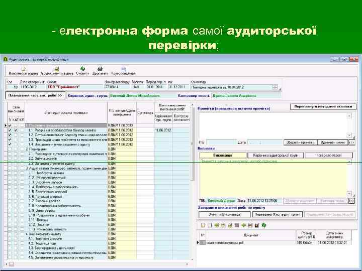 - електронна форма самої аудиторської перевірки; 