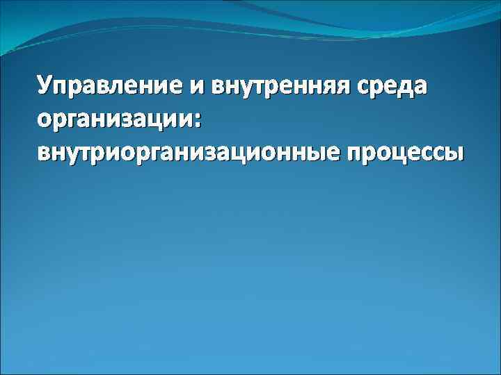 Управление и внутренняя среда организации: внутриорганизационные процессы 