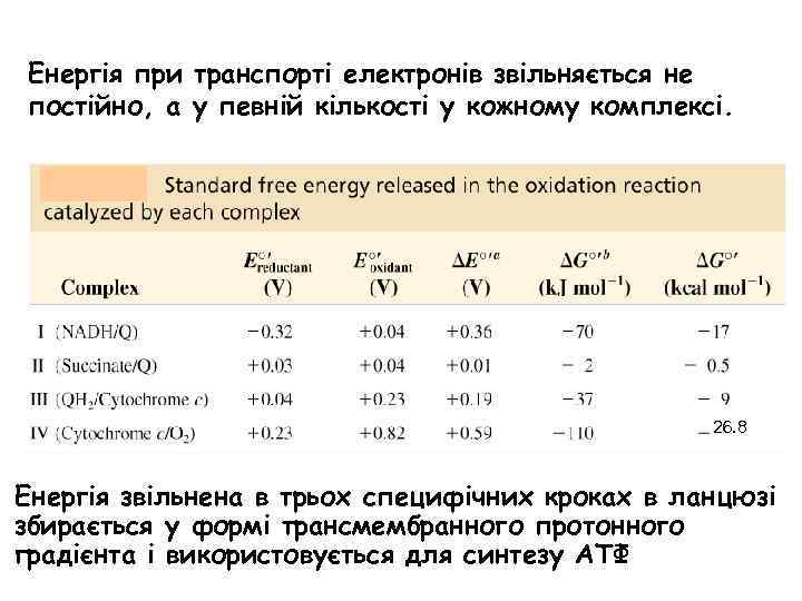 Енергія при транспорті електронів звільняється не постійно, а у певній кількості у кожному комплексі.