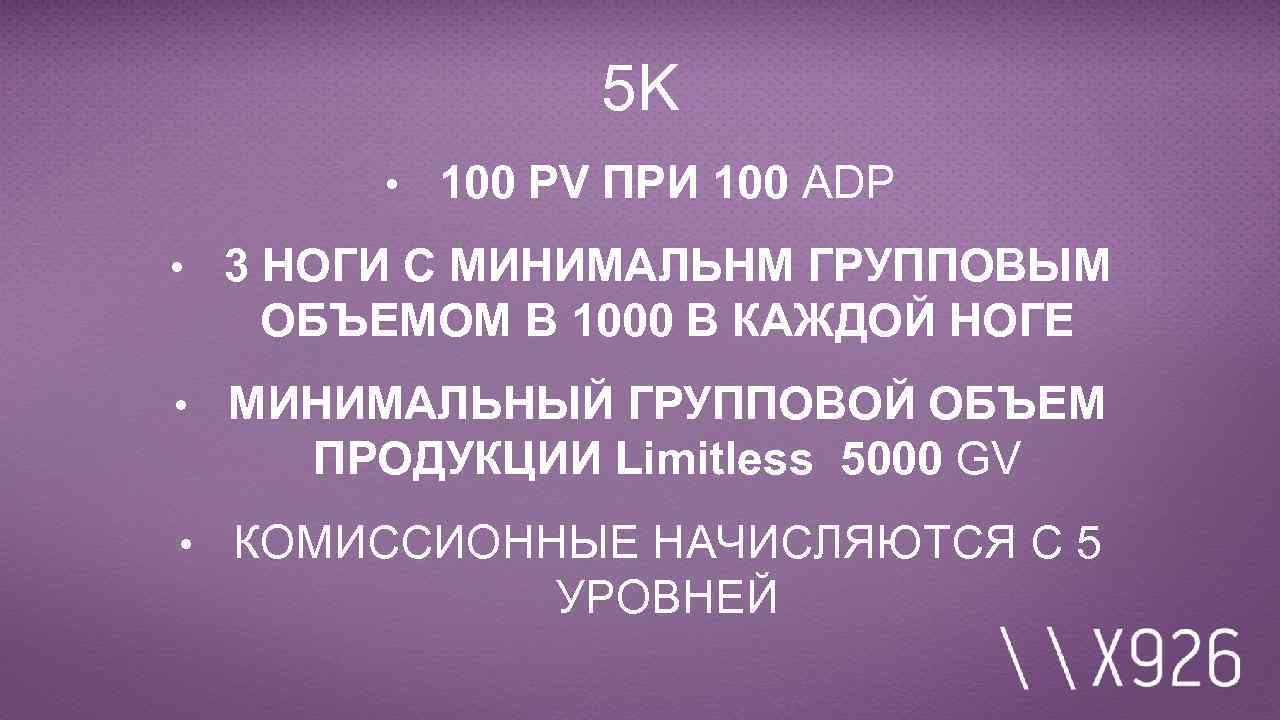 5 K • 100 PV ПРИ 100 ADP • 3 НОГИ С МИНИМАЛЬНМ ГРУППОВЫМ