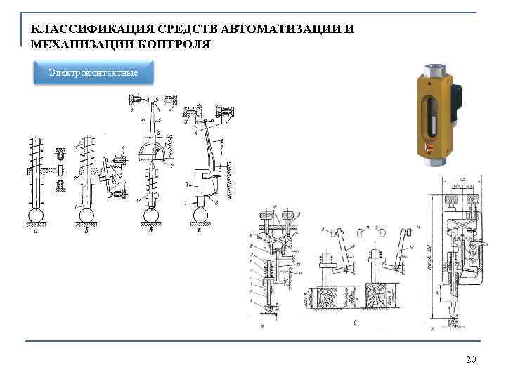 КЛАССИФИКАЦИЯ СРЕДСТВ АВТОМАТИЗАЦИИ И МЕХАНИЗАЦИИ КОНТРОЛЯ Электроконтактные 20 