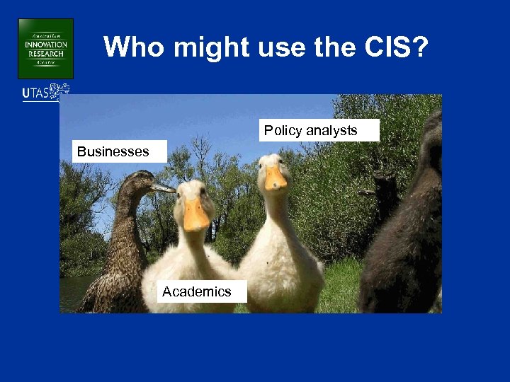 Who might use the CIS? Policy analysts Businesses Academics 