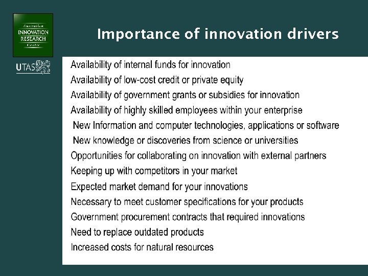 Importance of innovation drivers 