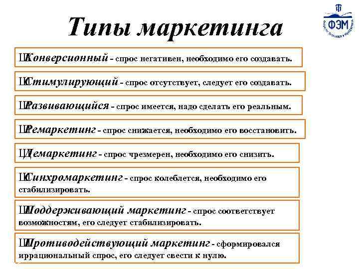 Имеется спрос. Конверсионный вид маркетинга. Типы маркетинговых мероприятий. Типы мероприятий в маркетинге. Конверсионный маркетинг Тип спроса.