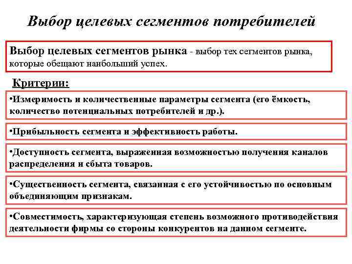 Целевые критерии. Критерии выбора целевого сегмента потребителей.. Выбор целевых сегментов рынка. Критерии отбора целевого сегмента. Критерии выбора рыночного сегмента.