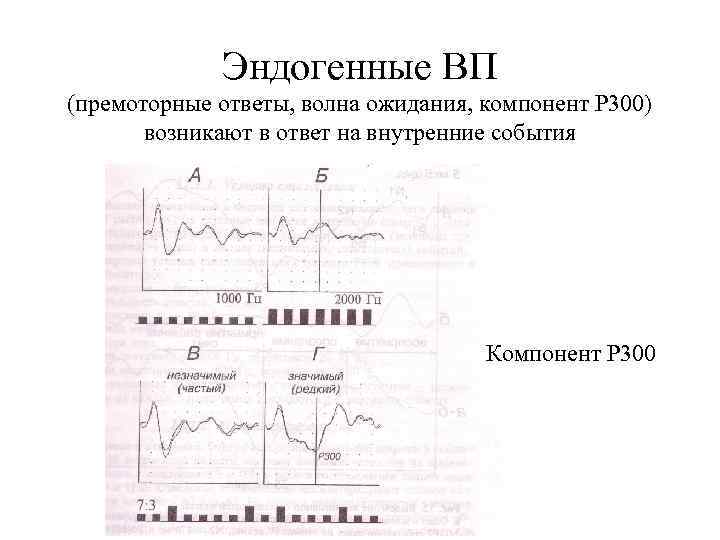 Эндогенные ВП (премоторные ответы, волна ожидания, компонент Р 300) возникают в ответ на внутренние