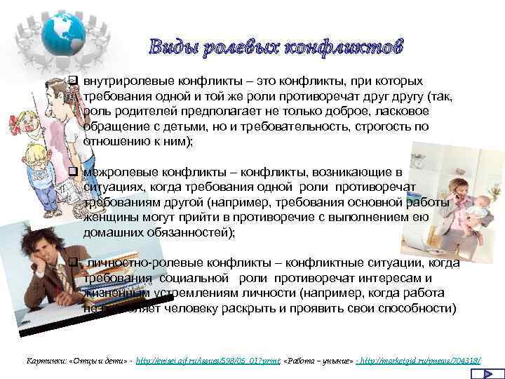 Виды ролевых конфликтов q внутриролевые конфликты – это конфликты, при которых требования одной и