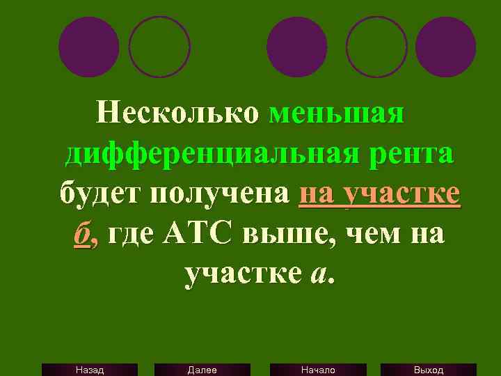 Несколько меньшая дифференциальная рента будет получена на участке б, где АТС выше, чем на