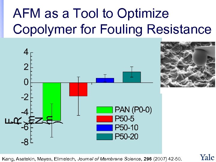 AFM as a Tool to Optimize Copolymer for Fouling Resistance Kang, Asatekin, Mayes, Elimelech,