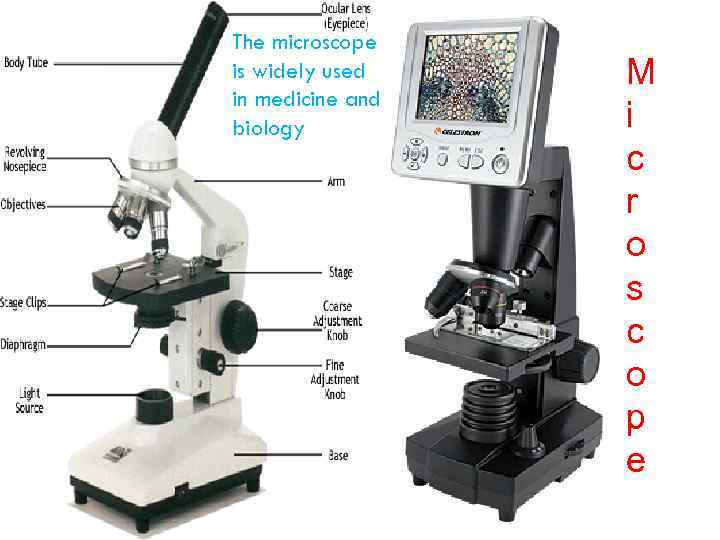 The microscope is widely used in medicine and biology M i c r o