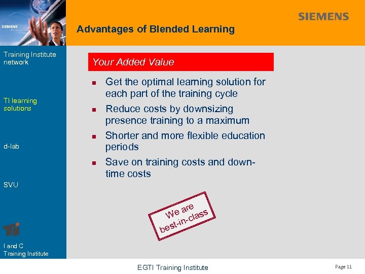 Advantages of Blended Learning Training Institute network Your Added Value n TI learning solutions