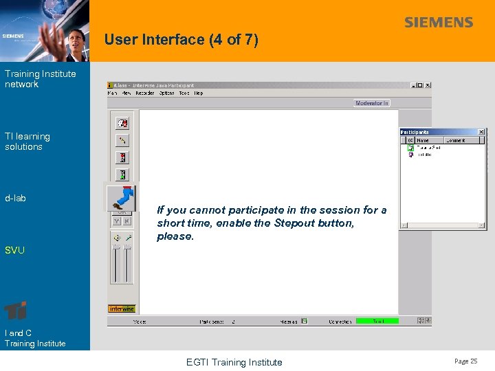 User Interface (4 of 7) Training Institute network TI learning solutions d-lab If you