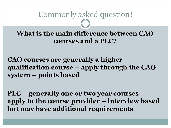 Commonly asked question! What is the main difference between CAO courses and a PLC?