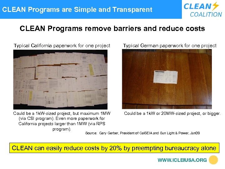  CLEAN Programs are Simple and Transparent CLEAN Programs remove barriers and reduce costs
