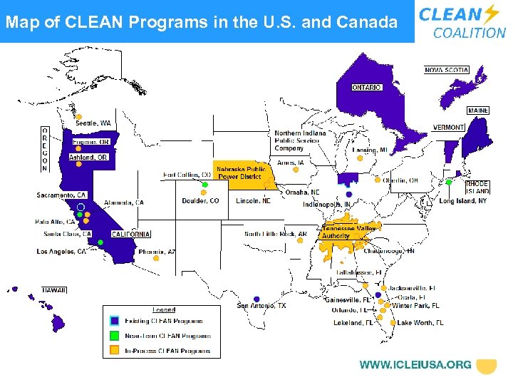 Map of CLEAN Programs in the U. S. and Canada 