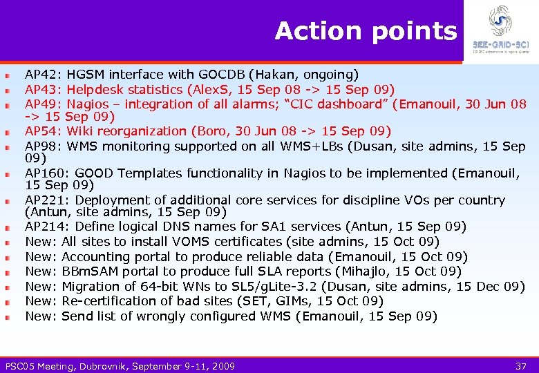 Action points AP 42: HGSM interface with GOCDB (Hakan, ongoing) AP 43: Helpdesk statistics