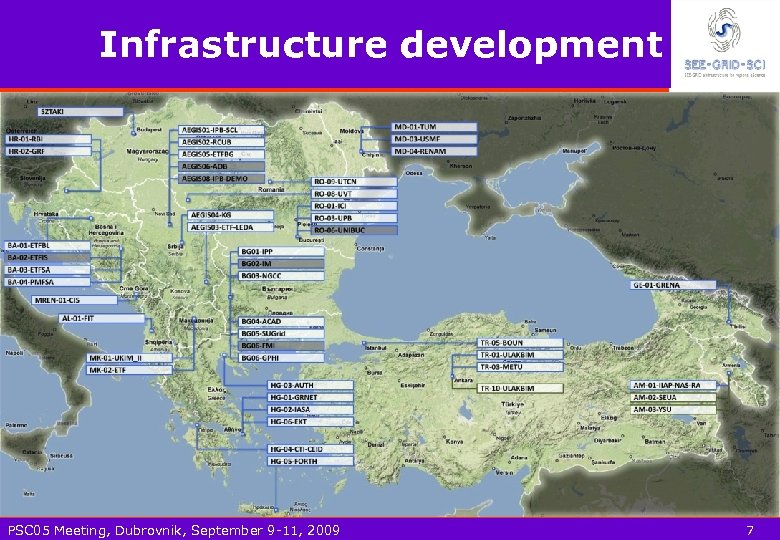 Infrastructure development PSC 05 Meeting, Dubrovnik, September 9 -11, 2009 7 