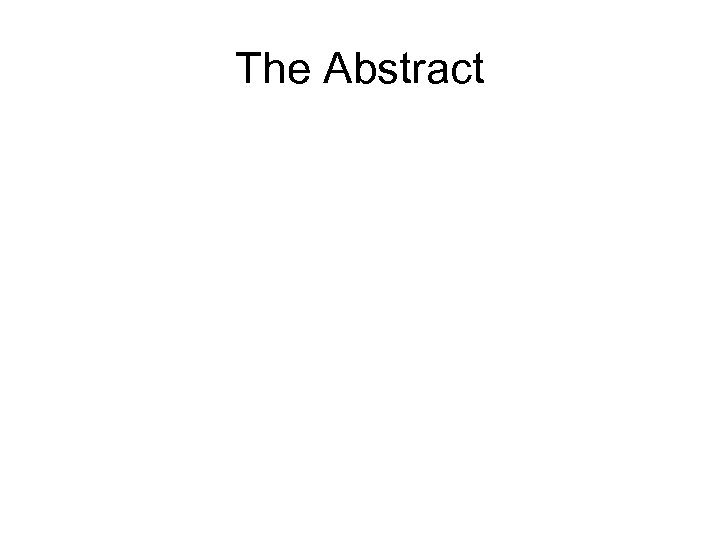 The Abstract 