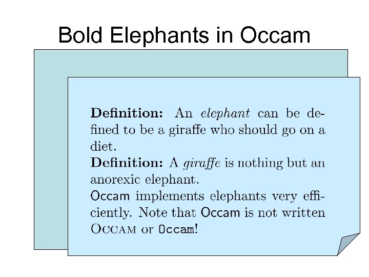 Bold Elephants in Occam 