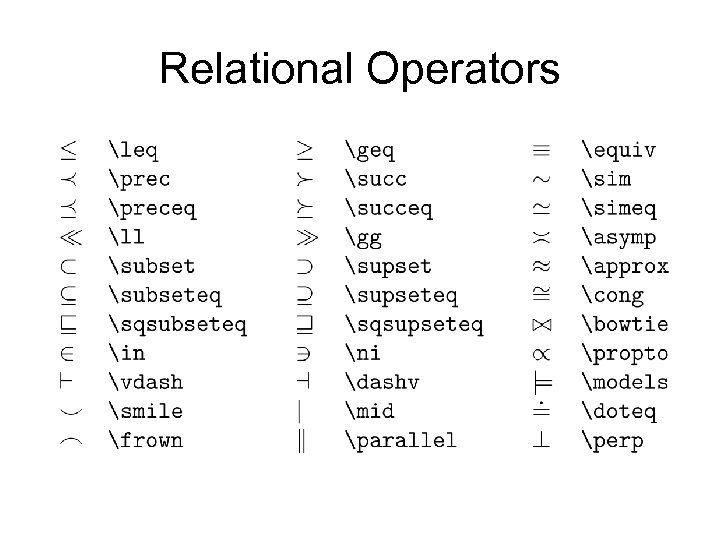 Relational Operators 