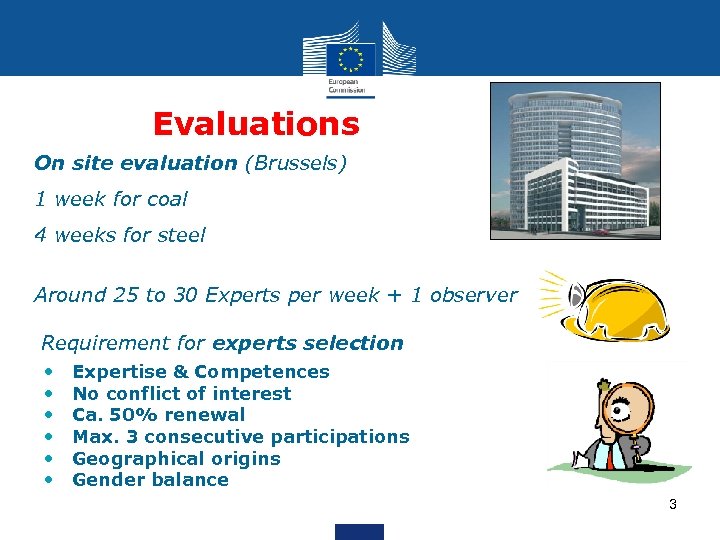 Evaluations • On site evaluation (Brussels) • 1 week for coal • 4 weeks