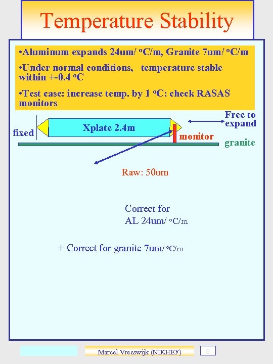 Temperature Stability • Aluminum expands 24 um/ o. C/m, Granite 7 um/ o. C/m