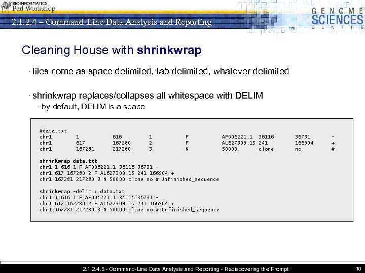 2. 1. 2. 4 – Command-Line Data Analysis and Reporting Cleaning House with shrinkwrap