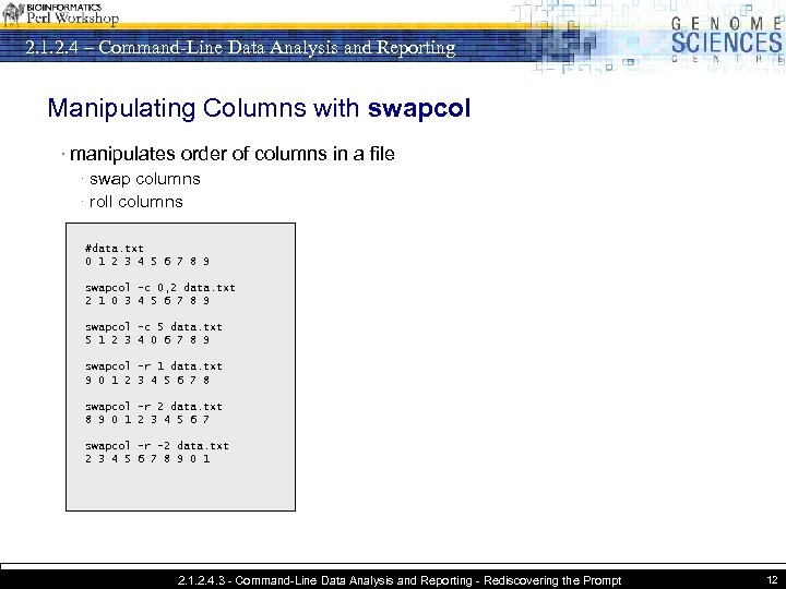 2. 1. 2. 4 – Command-Line Data Analysis and Reporting Manipulating Columns with swapcol