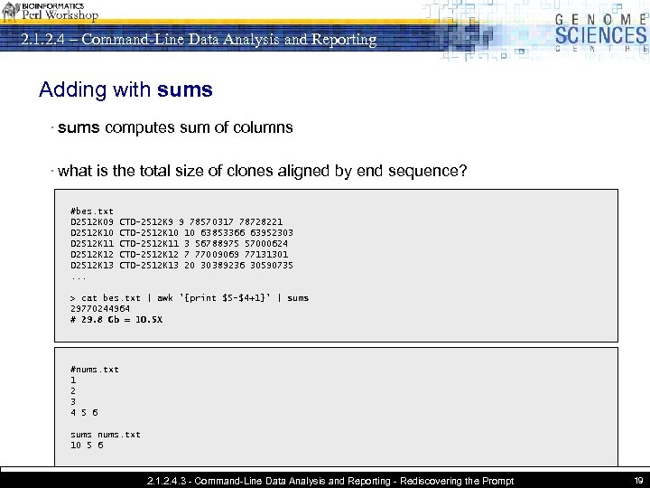 2. 1. 2. 4 – Command-Line Data Analysis and Reporting Adding with sums ·