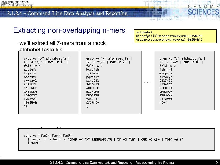 2. 1. 2. 4 – Command-Line Data Analysis and Reporting Extracting non-overlapping n-mers ·